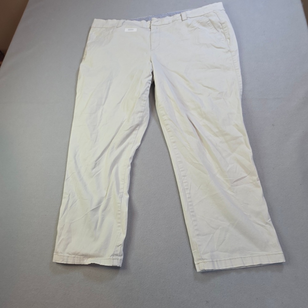 JCP Khaki Chino Pants Mens 16 Cream Cotton Stretch Workwear Distressed